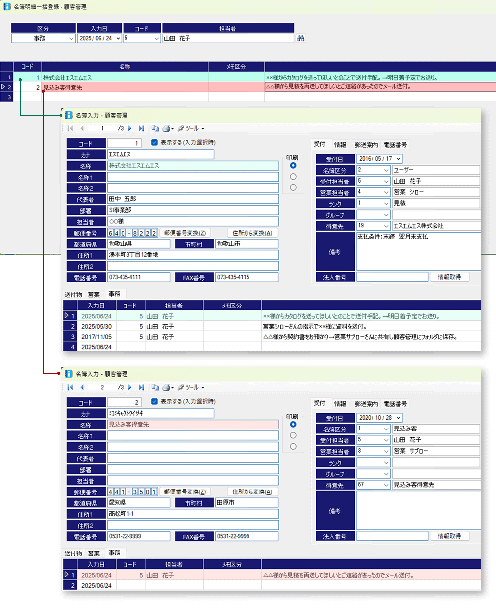 自身が行った行動をまとめて一括で登録を行うことができます