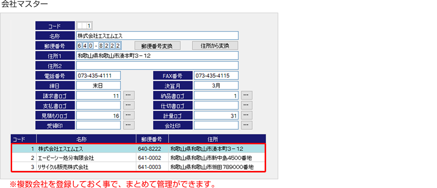 複数会社の管理